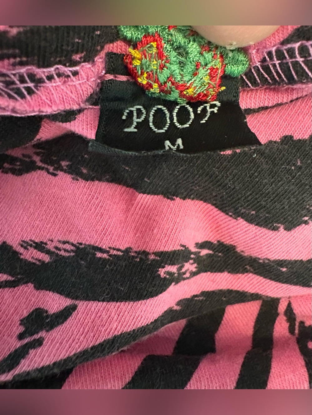 POOF Pink Zebra Print Mini Skirt Y2K Stretch Bodycon Clubwear Medium - Picture 7 of 7